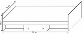 Jednolôžková posteľ 90 cm Torton T20 (s roštom a úl. priestorom). Vlastná spoľahlivá doprava až k Vám domov. 606158