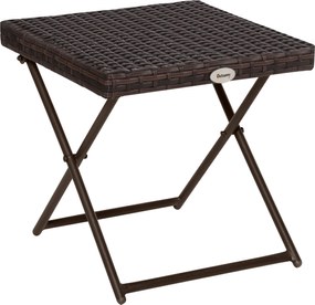 Sklopný stolík Outsunny z poly ratanového materiálu, 40x40x40cm, Hnedá | Aosom