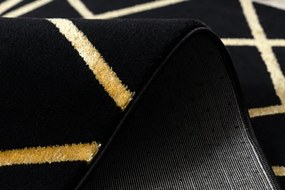 Dywany Łuszczów, Kusový koberec Gloss 406C 86 geometric black/gold, 80x150, čierna, chodba / predsieň