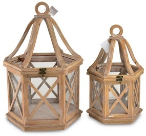 Sada 2 ks luceren LOKKE Hexagon XL+L hnědá