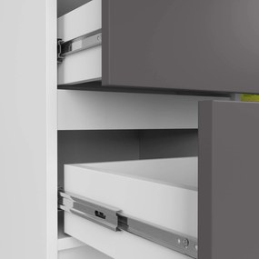 Komoda JERRY K 80 cm 1 dveře 3 zásuvky bílá/šedá