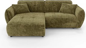 Zelená ženilková rohová pohovka (ľavý roh/s leňoškou) Nelia – Ropez