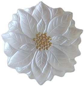 Biely sklenený vianočný tanier 31cm