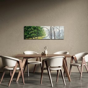 Obraz - Zima versus leto (s hodinami) (90x30 cm)