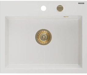 Mexen Oscar, 1-komorový granitový drez 580x490x205 mm, biela, 6519581000-20-G