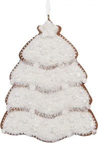 Závesná dekorácia zasnežený perníkový stromček Frosted Ginger - 8*1*10 cm