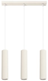 Závesné svietidlo Karbon, 3x béžové kovové tienidlo