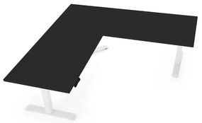 Výškovo nastaviteľný stôl OfficeTech Angle, 180 x 200 cm, biela podnož, čierna