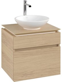 VILLEROY &amp; BOCH Legato závesná skrinka pod umývadlo na dosku (umývadlo v strede), 2 zásuvky, 600 x 500 x 550 mm, Nordic Oak, B56800VJ