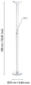 LED stojacia lampa v striebornej farbe so skleneným tienidlom (výška 180 cm) BAYA LED – EGLO