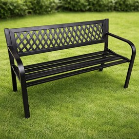 Lean Záhradná kovová lavička – 120cm, čierna
