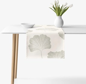 Goldea behúň na stôl 100% bavlnené plátno - minimalistické lístky ginkga 35x140 cm