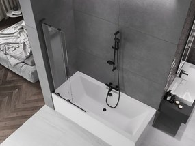 Mexen Velar L, 2-krídlová posuvná vaňová zástena 80 x 150 cm, 8mm číre sklo, čierna matná, 896-080-003-01-70