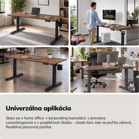 Elektrický stôl s reguláciou výšky ergonomický antracitový/orech,1600x800 mm: ARIA