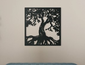 drevko Drevený obraz Strom s koreňmi Rozmer obrazu: 34 x 32,5 cm, Farba dekorácie: Čierna
