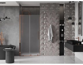 Mexen Velar L, posuvné sprchové dvere do otvoru 90 cm, 8mm sklo námraza, ružové zlato, 871-090-003-31-60