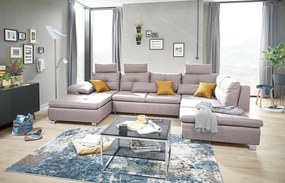 Sedacia súprava Madeira 3A, svetlo ružová látka, tvar pravé U