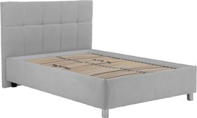 Posteľ Glory 140x200 cm, svetlo šedá látka, s matracom