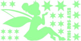 Sada nástenných svietiacach detských samolepiek Ambiance Tall Fairy and Stars