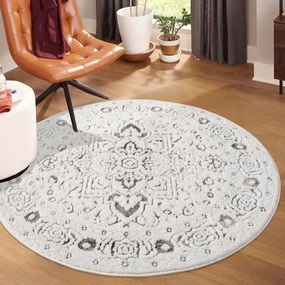 Dekorstudio Moderný okrúhly koberec LOUNGE 0638 - sivý Priemer koberca: 120cm