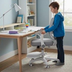 Detská rastúca stolička Neoseat JUNI 007 — látka, prateľný poťah, sivá