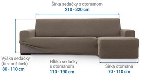 Super strečové poťahy HARMONIA oriešková sedačka s otomanom vpravo (š. 210 - 320 cm)