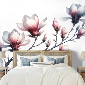 Samolepiaca fototapeta jemné magnólie na bielom pozadí