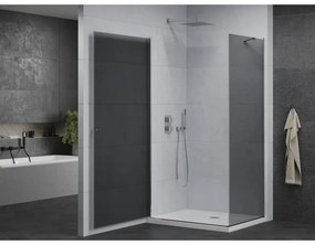 Mexen Pretoria, sprchovací kút 70 (dvere) x 90 (stena) cm, 6mm šedé sklo, chrómový profil + biela sprchová vanička, 852-070-090-01-40-4010