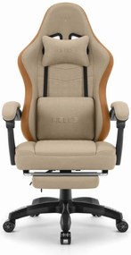 Pohodlná herná a kancelárska stolička HC-1015 s podnožkou - béžová