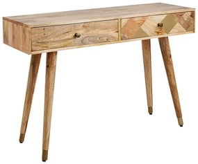 Konzolový stolík z mangového dreva s 2 zásuvkami svetlé drevo GLENTANA Beliani