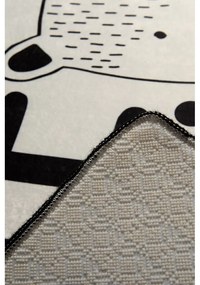 Čierno-biely detský protišmykový koberec Chilam Little Bear, 100 x 160 cm