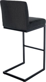 Barová stolička Hopewell B - látka, čierny rám - tmavošedá