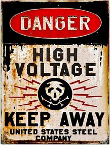 Nástenná kovová ceduľa Danger - 25*1*33 cm