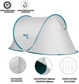 Samorozkladací plážový stan NILS Camp NC3743 - sivý