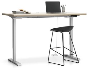 PLAN Výškovo nastaviteľný stôl SINGLE LAYERS, 160x80 cm, 2 motory, dub prírodný/dub morený