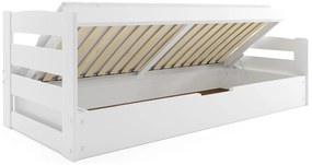 Detská posteľ s úložným priestorom a matracom 90x200 LYDIE - biela