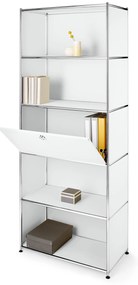 Vysoký kovový regál »CN3« s výklopnou priehradkou, biely