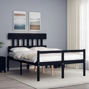 Rám postele s čelom čierny 4FT malé dvojlôžko masívne drevo 3195390