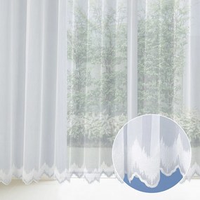 Biela záclona s perleťovo vytkávanou bordúrou cikcak do oblúčka ZAC-029 výška 295 cm Iba metráž