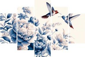 Obraz - Kolibríky nad kvetinou (150x105 cm)