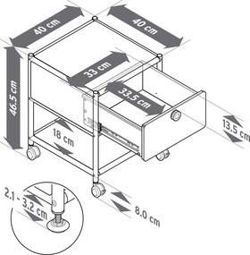 Kovový nočný stolík so zásuvkou »CN3«, čierny