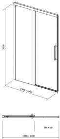 Cersanit Crea, posuvné dvere do otvoru 140x200 cm, 8mm číre sklo, chrómový profil, S159-008