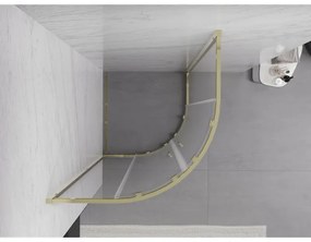 Mexen Exo, posuvný polkruhový sprchový kút 80 x 80 cm, číre sklo, zlatá, 8132-080-080-50-00