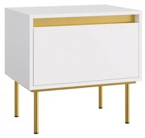 Nočný stolík Gllane 1SZ, Farby: čierna / čierna + zlatá