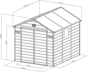 Záhradný domček G21 Boston 670 - 241 x 278 cm, plastový, šedý