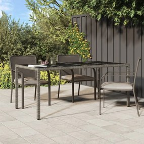 Záhradný stôl sivý 190x90x75 cm tvrdené sklo a polyratan