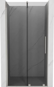 Mexen Velar, posuvné sprchové dvere do otvoru 120 cm, 8mm šedé sklo, brúsená oceľ, 871-120-000-41-97