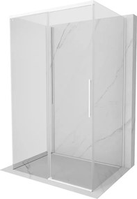 Mexen Rox-3S, 3-stenný sprchový kút 145 x 100 cm, 8mm číre sklo, biely profil, 8C2-145-100-20-00-3S