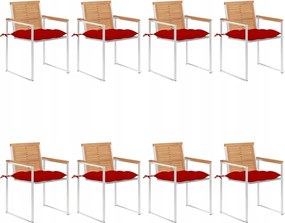 vidaXL Záhradné stoličky 8 ks s podložkami tíkový masív