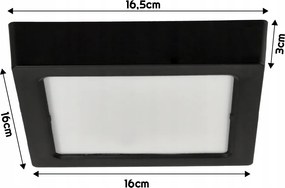 LED prisadený stropný panel – štvorec, 12 W, 1200 lm, čierny